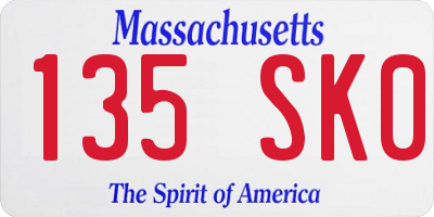 MA license plate 135SK0