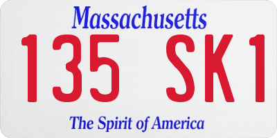 MA license plate 135SK1