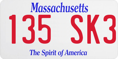 MA license plate 135SK3