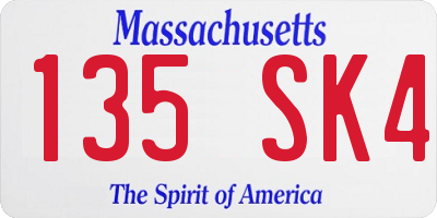 MA license plate 135SK4