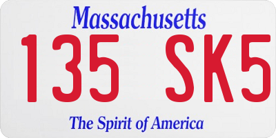 MA license plate 135SK5