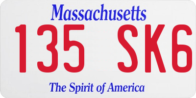 MA license plate 135SK6