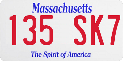 MA license plate 135SK7