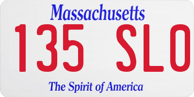 MA license plate 135SL0