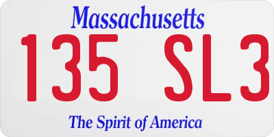 MA license plate 135SL3