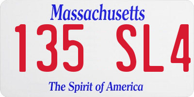 MA license plate 135SL4