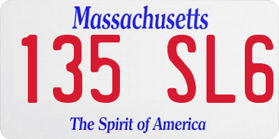 MA license plate 135SL6