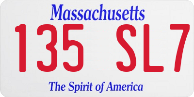 MA license plate 135SL7