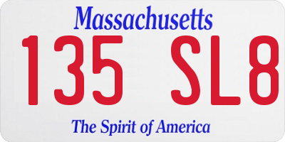 MA license plate 135SL8