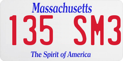 MA license plate 135SM3