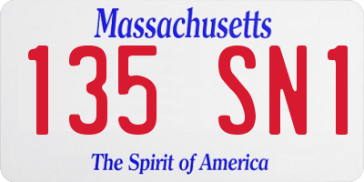 MA license plate 135SN1