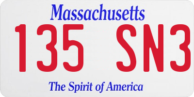 MA license plate 135SN3