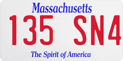 MA license plate 135SN4