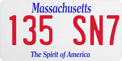 MA license plate 135SN7