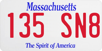 MA license plate 135SN8