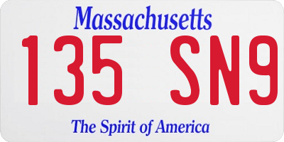 MA license plate 135SN9