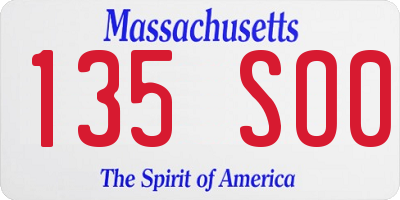 MA license plate 135SO0