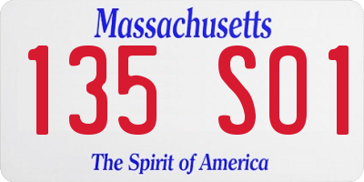 MA license plate 135SO1