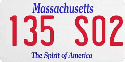 MA license plate 135SO2