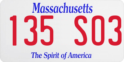 MA license plate 135SO3