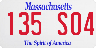 MA license plate 135SO4