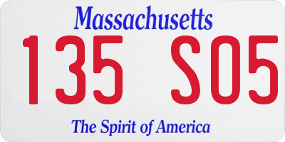 MA license plate 135SO5