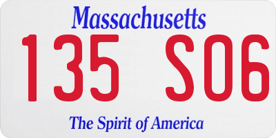 MA license plate 135SO6