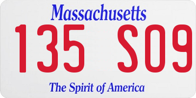 MA license plate 135SO9