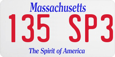 MA license plate 135SP3