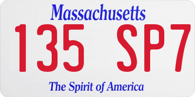 MA license plate 135SP7