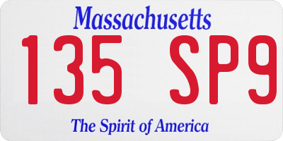 MA license plate 135SP9