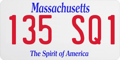 MA license plate 135SQ1