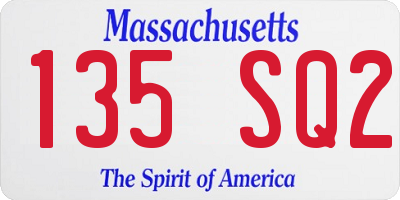 MA license plate 135SQ2