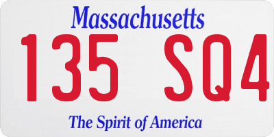 MA license plate 135SQ4
