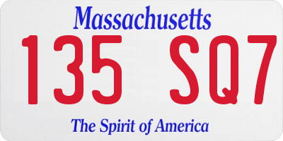 MA license plate 135SQ7