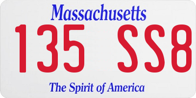 MA license plate 135SS8