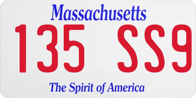 MA license plate 135SS9