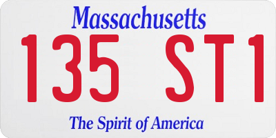 MA license plate 135ST1