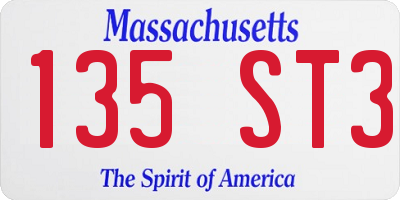MA license plate 135ST3