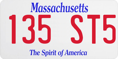 MA license plate 135ST5