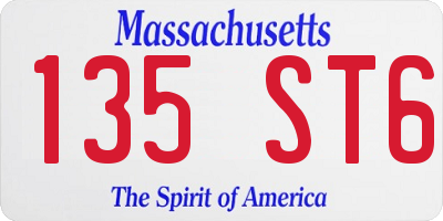 MA license plate 135ST6