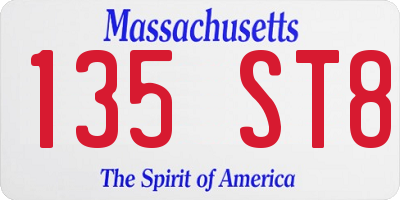 MA license plate 135ST8