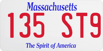 MA license plate 135ST9