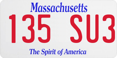 MA license plate 135SU3