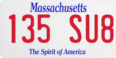 MA license plate 135SU8