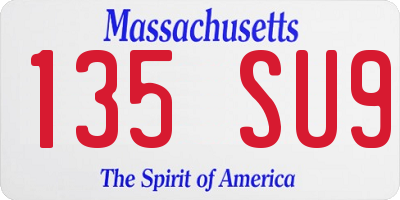 MA license plate 135SU9