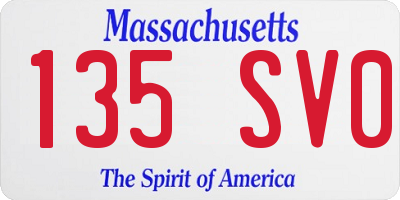 MA license plate 135SV0