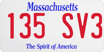 MA license plate 135SV3