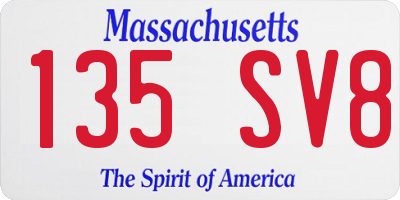 MA license plate 135SV8