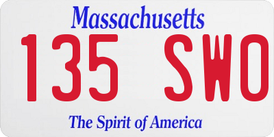 MA license plate 135SW0